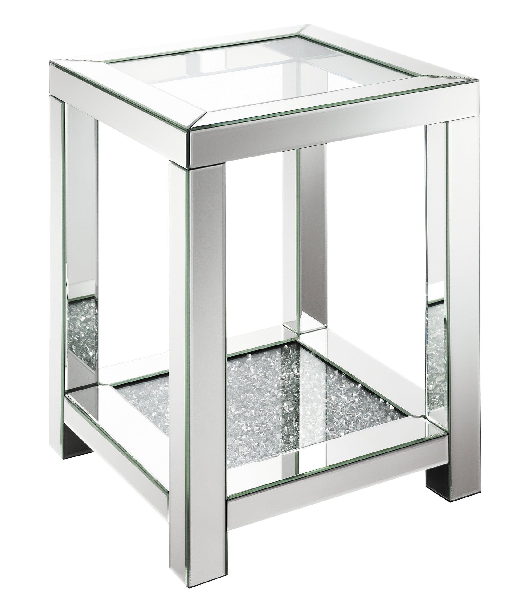 Mozzi Square End Table With Glass Top Mirror - Ella Furniture