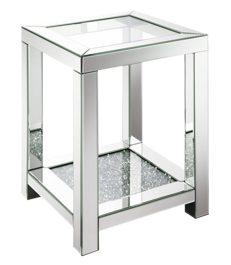 Mozzi Square End Table With Glass Top Mirror - Ella Furniture