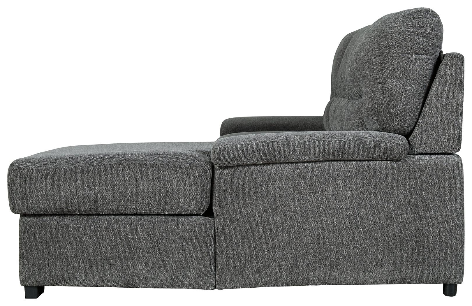 Yantis Gray Chenille 2-Piece Sleeper Sectional With Storage - Ella Furniture