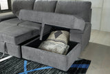 Yantis Gray Chenille 2-Piece Sleeper Sectional With Storage - Ella Furniture