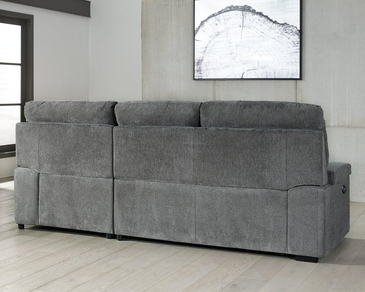 Yantis Gray Chenille 2-Piece Sleeper Sectional With Storage - Ella Furniture