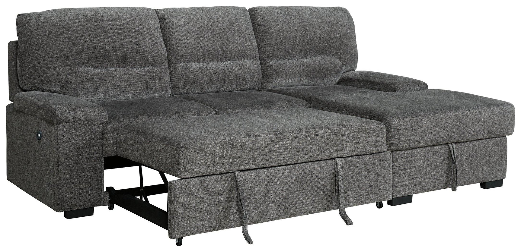 Yantis Gray Chenille 2-Piece Sleeper Sectional With Storage - Ella Furniture