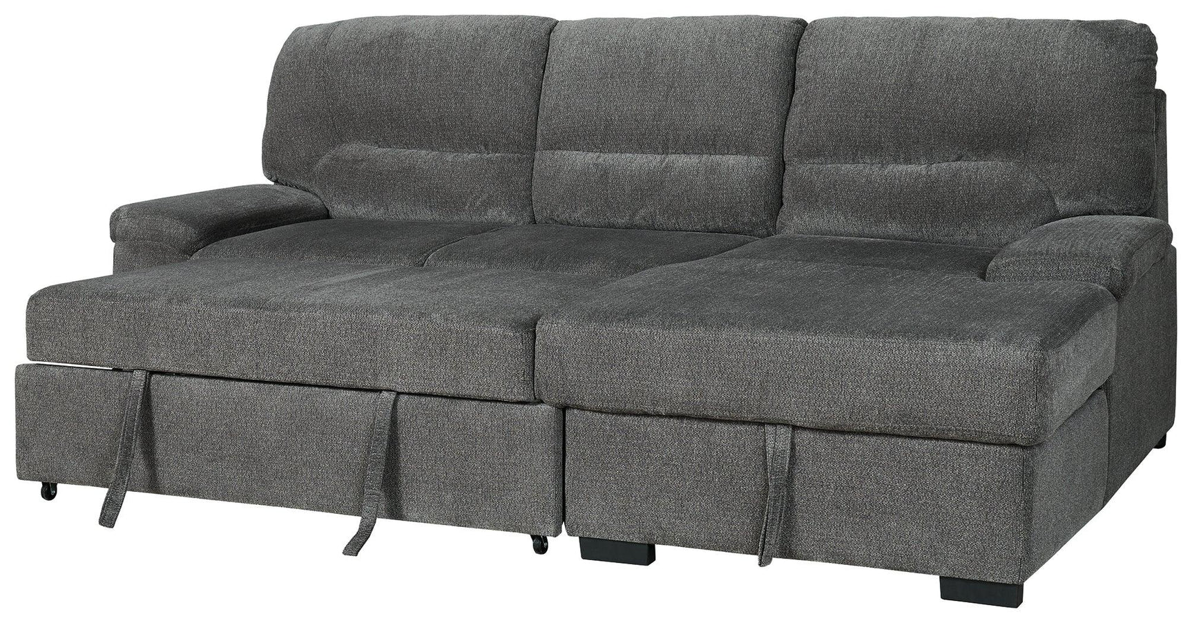 Yantis Gray Chenille 2-Piece Sleeper Sectional With Storage - Ella Furniture