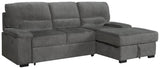 Yantis Gray Chenille 2-Piece Sleeper Sectional With Storage - Ella Furniture