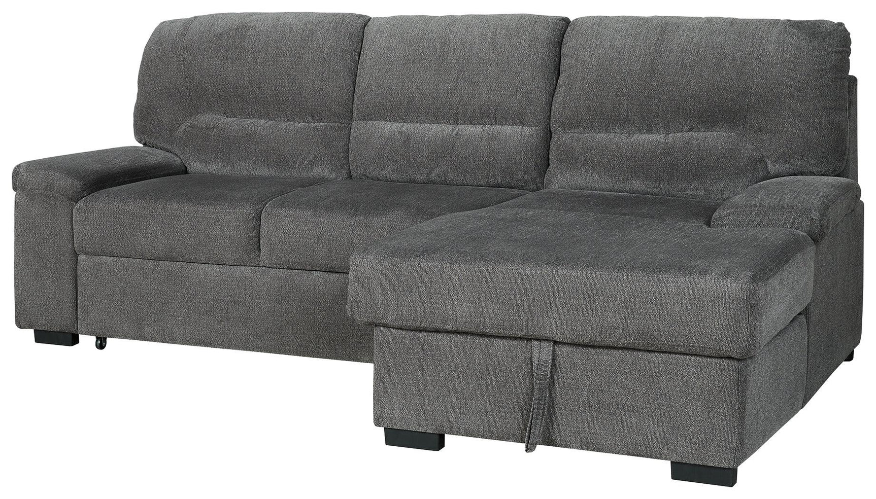 Yantis Gray Chenille 2-Piece Sleeper Sectional With Storage - Ella Furniture