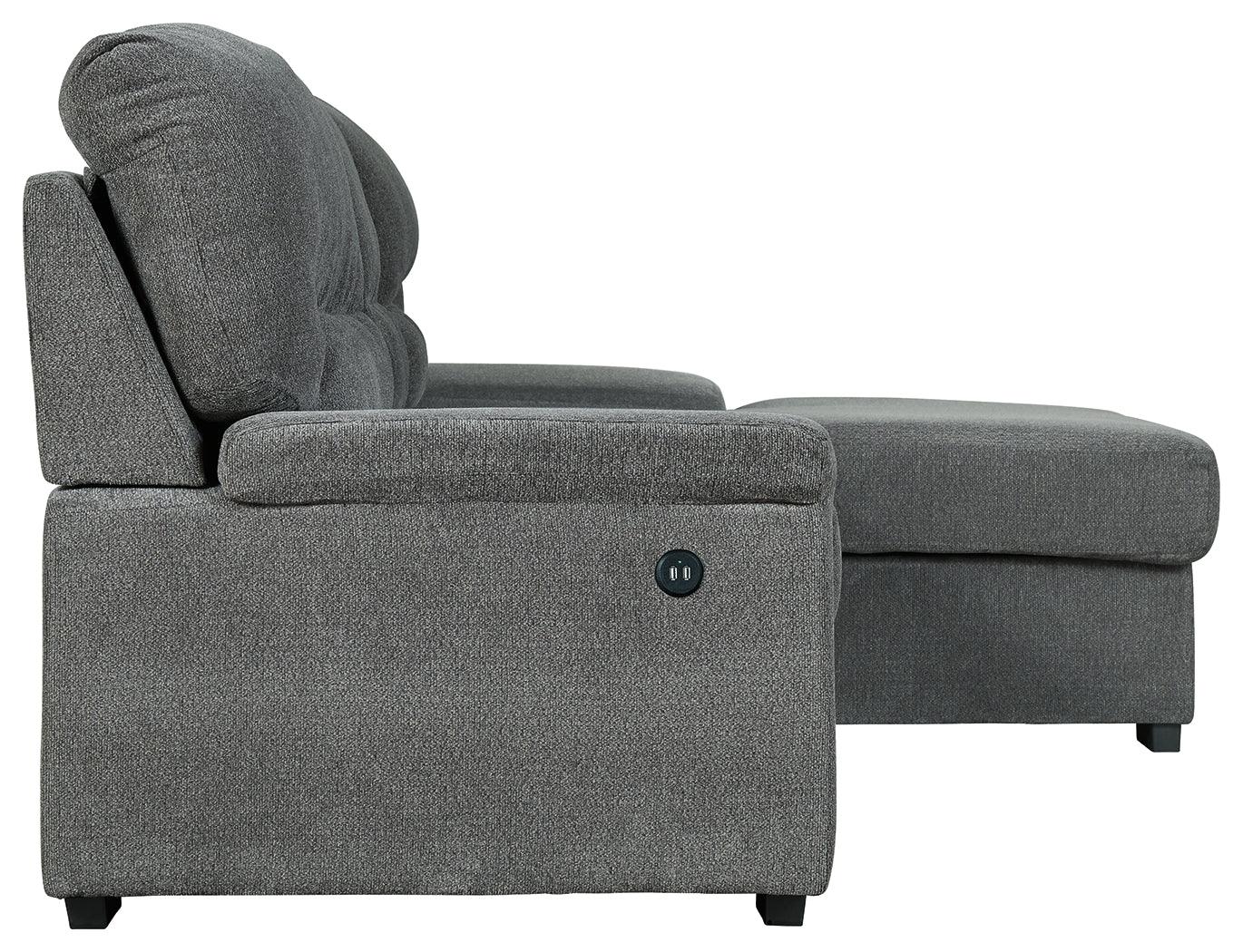 Yantis Gray Chenille 2-Piece Sleeper Sectional With Storage - Ella Furniture