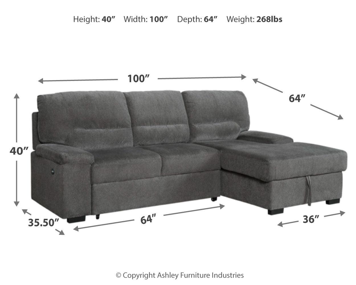 Yantis Gray Chenille 2-Piece Sleeper Sectional With Storage - Ella Furniture