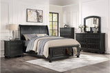Laurelin Black Sand-through Finish Contemporary Transitional Solid Wood Storage Bedroom Set - Ella Furniture