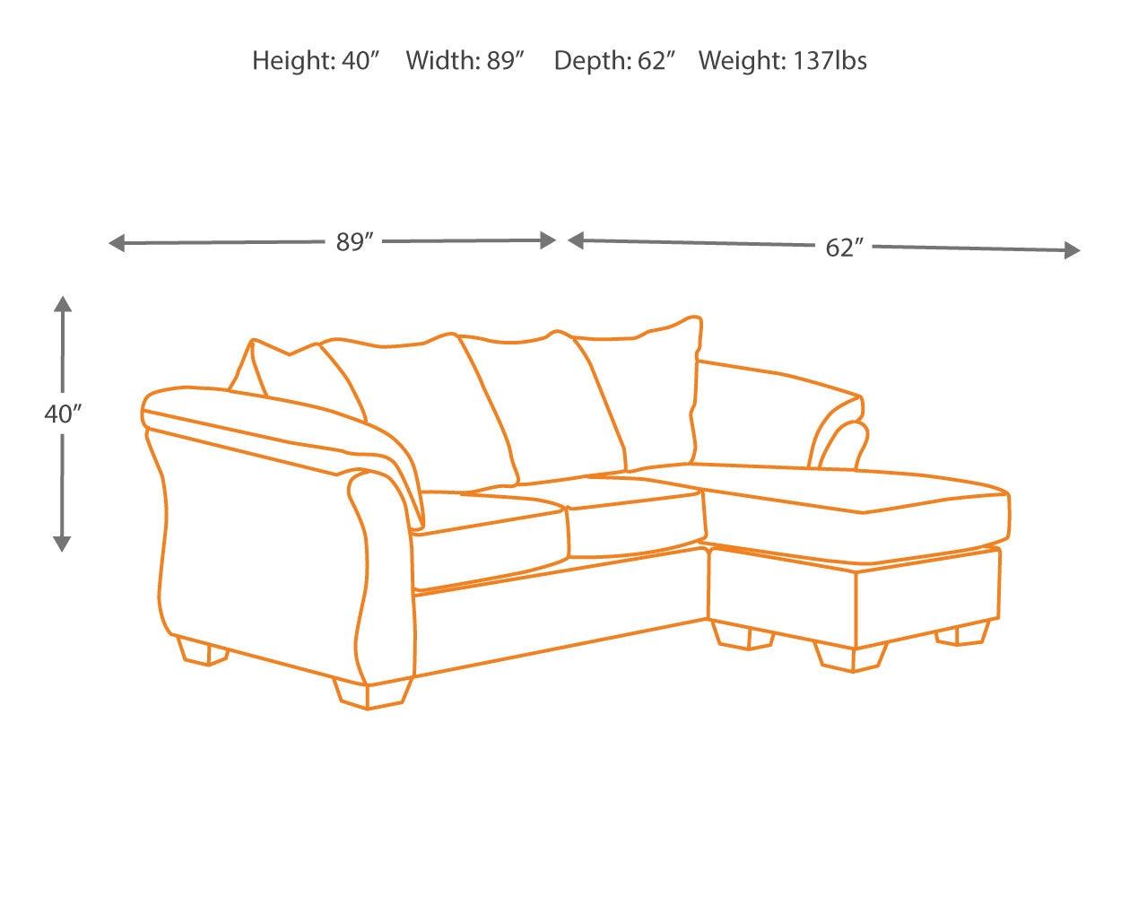 Darcy Mocha Microfiber Sofa Chaise - Ella Furniture