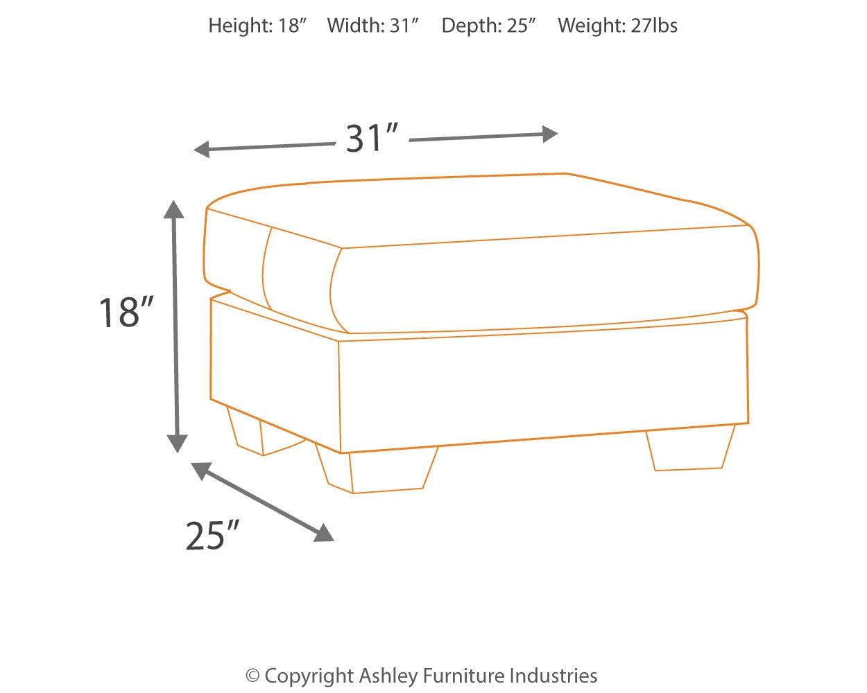 Darcy Cobblestone Microfiber Ottoman - Ella Furniture