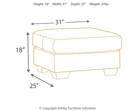 Darcy Cobblestone Microfiber Ottoman - Ella Furniture