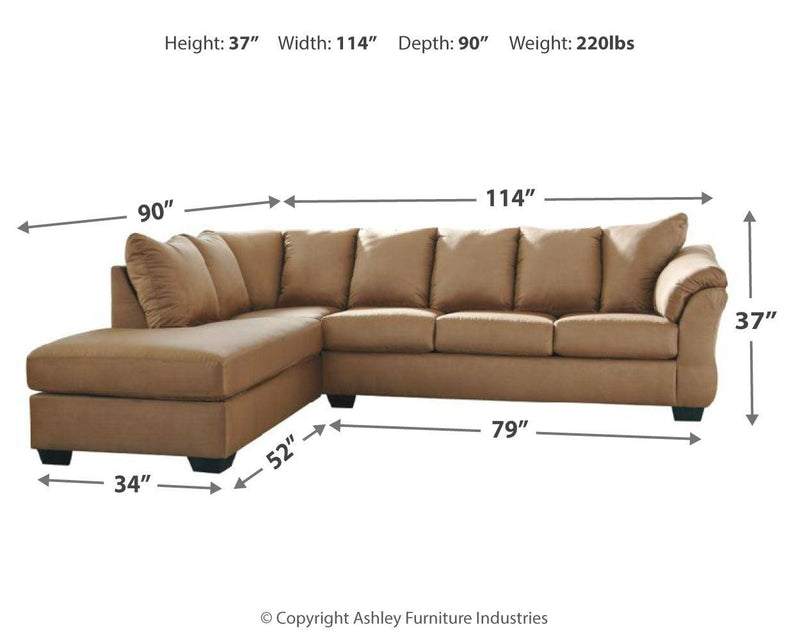 Darcy Mocha Microfiber 2-Piece Sectional With Chaise - Ella Furniture