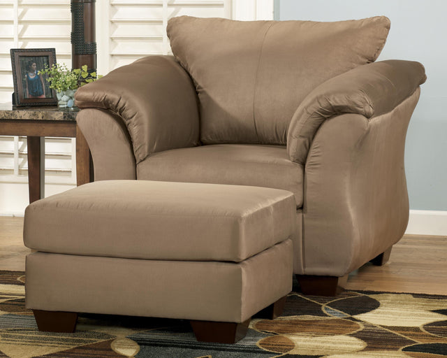 Darcy Mocha Chair And Ottoman - Ella Furniture