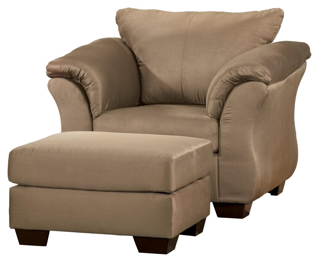 Darcy Mocha Chair And Ottoman - Ella Furniture