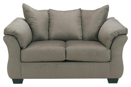 Darcy Cobblestone Microfiber Loveseat - Ella Furniture