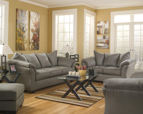 Darcy Cobblestone Microfiber Loveseat - Ella Furniture