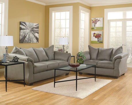 Darcy Cobblestone Microfiber Loveseat - Ella Furniture