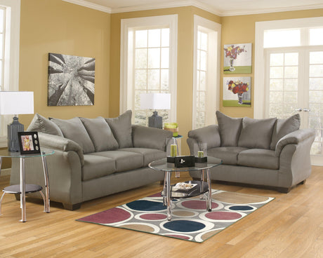 Darcy Cobblestone Microfiber Loveseat - Ella Furniture