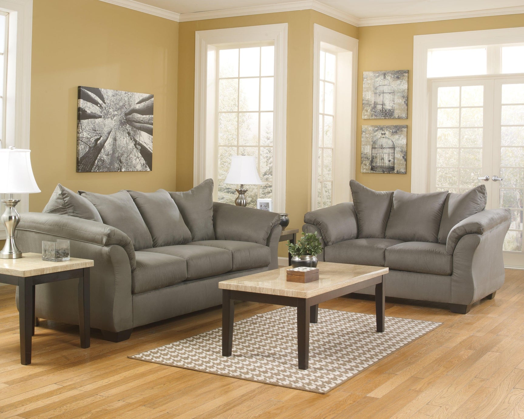 Darcy Cobblestone Microfiber Sofa - Ella Furniture