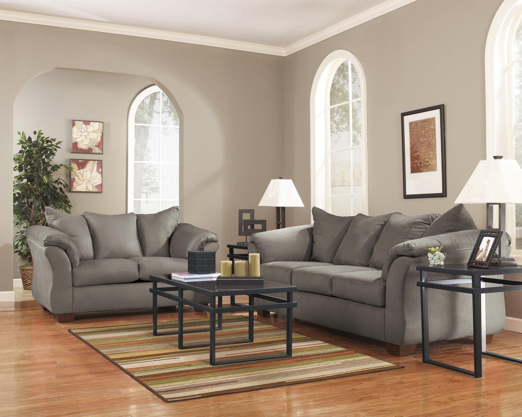 Darcy Cobblestone Microfiber Sofa - Ella Furniture