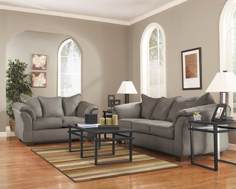Darcy Cobblestone Microfiber Loveseat - Ella Furniture