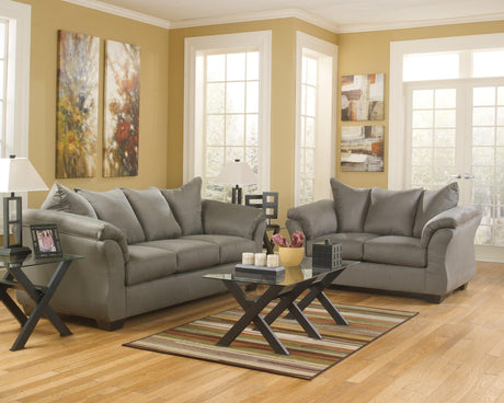 Darcy Cobblestone Microfiber Loveseat - Ella Furniture