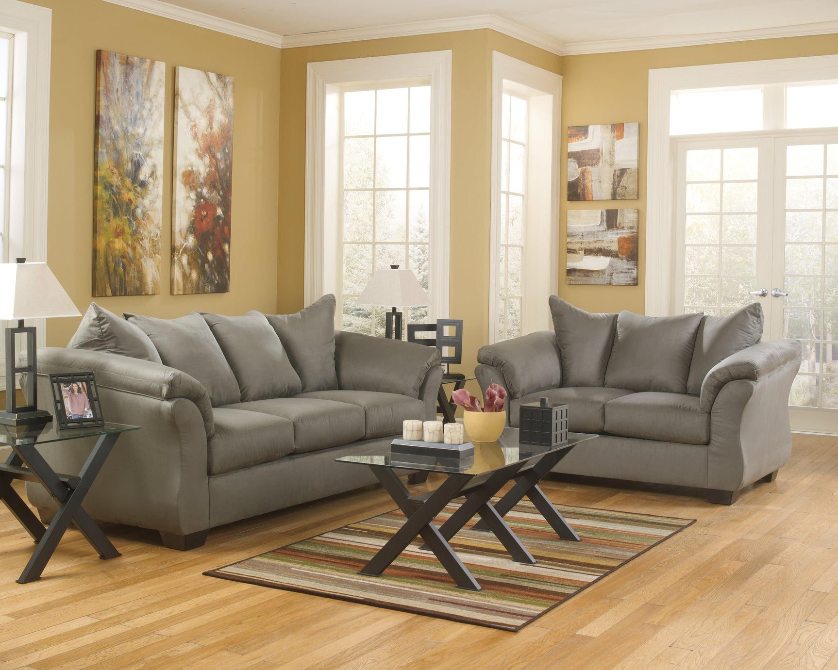 Darcy Cobblestone Microfiber Sofa - Ella Furniture