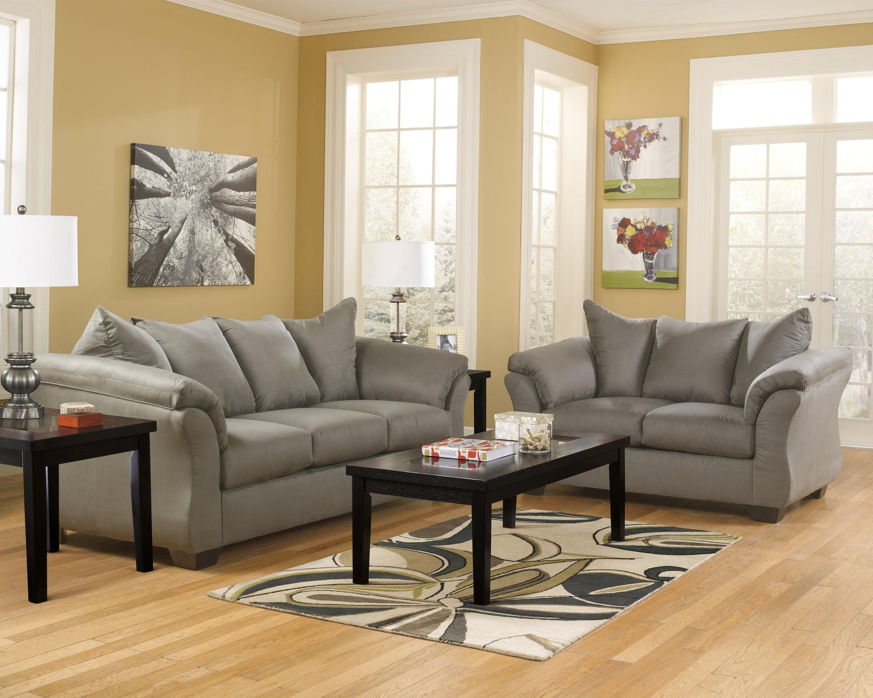 Darcy Cobblestone Microfiber Sofa - Ella Furniture