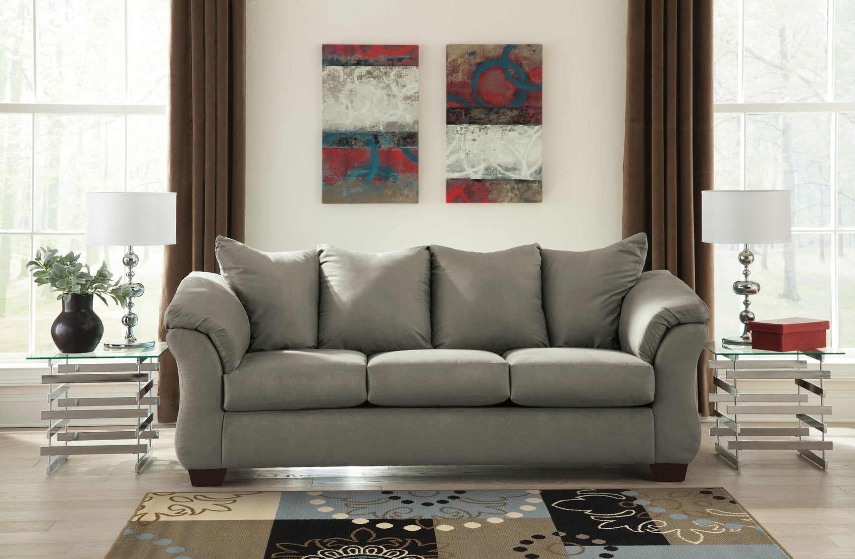 Darcy Cobblestone Microfiber Sofa - Ella Furniture