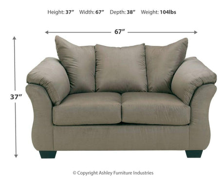 Darcy Cobblestone Microfiber Loveseat - Ella Furniture