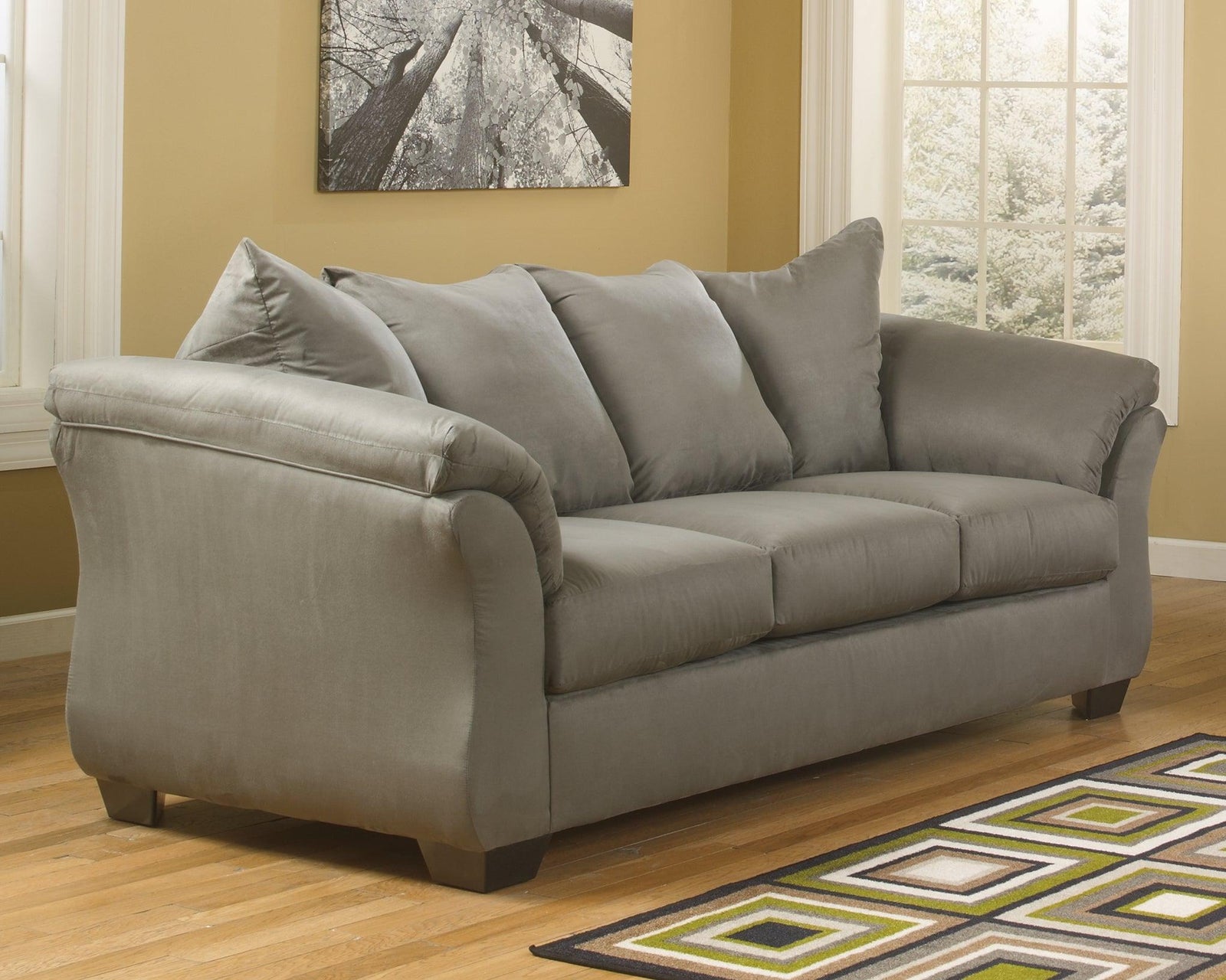 Darcy Cobblestone Microfiber Sofa - Ella Furniture