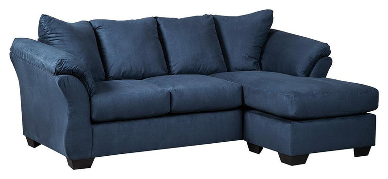 Darcy Blue Microfiber Sofa Chaise - Ella Furniture