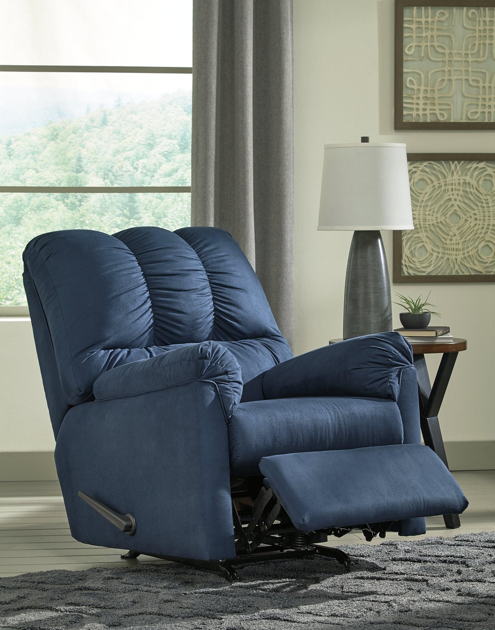 Darcy Blue Microfiber Recliner - Ella Furniture