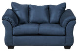 Darcy Blue Microfiber Loveseat - Ella Furniture