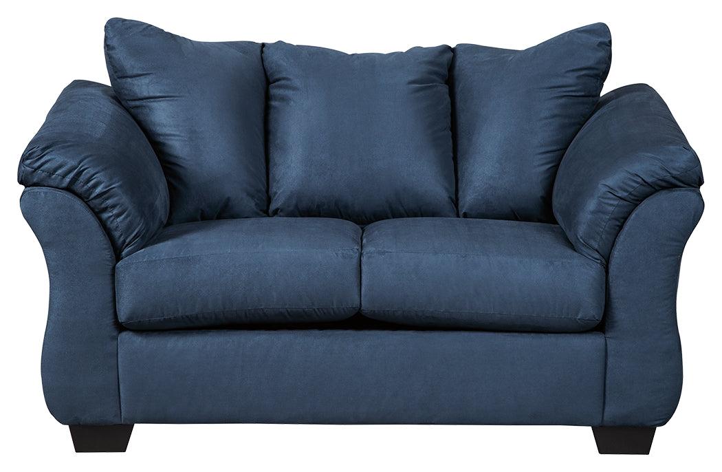 Darcy Blue Microfiber Loveseat - Ella Furniture