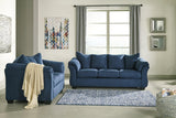 Darcy Blue Microfiber Loveseat - Ella Furniture