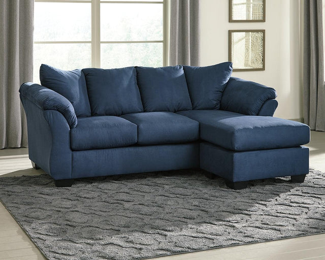 Darcy Blue Microfiber Sofa Chaise - Ella Furniture