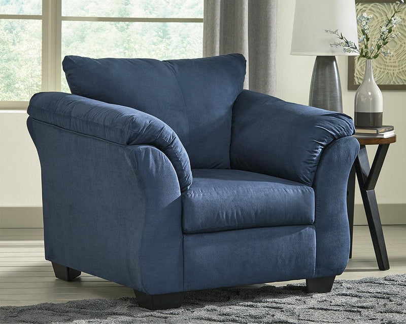 Darcy Blue Microfiber Chair - Ella Furniture