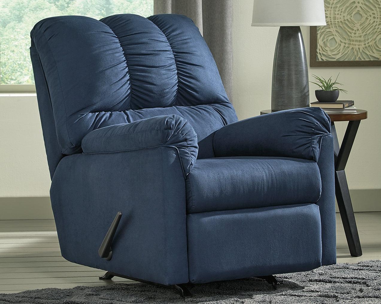 Darcy Blue Microfiber Recliner - Ella Furniture