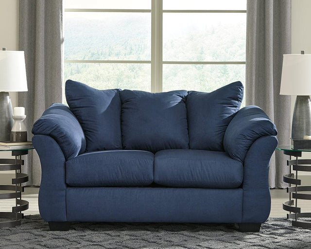 Darcy Blue Microfiber Loveseat - Ella Furniture