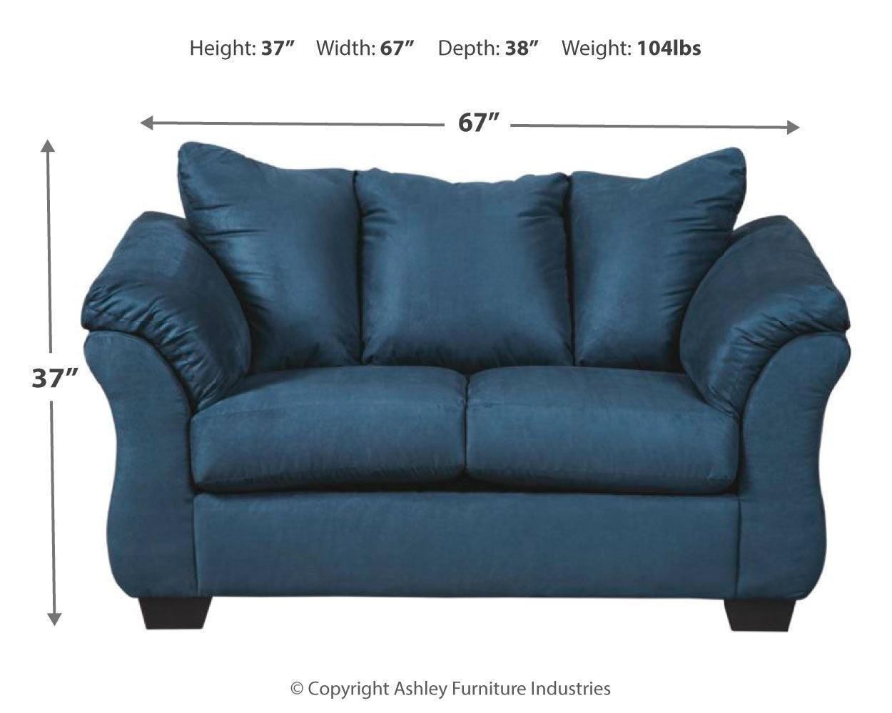 Darcy Blue Microfiber Loveseat - Ella Furniture