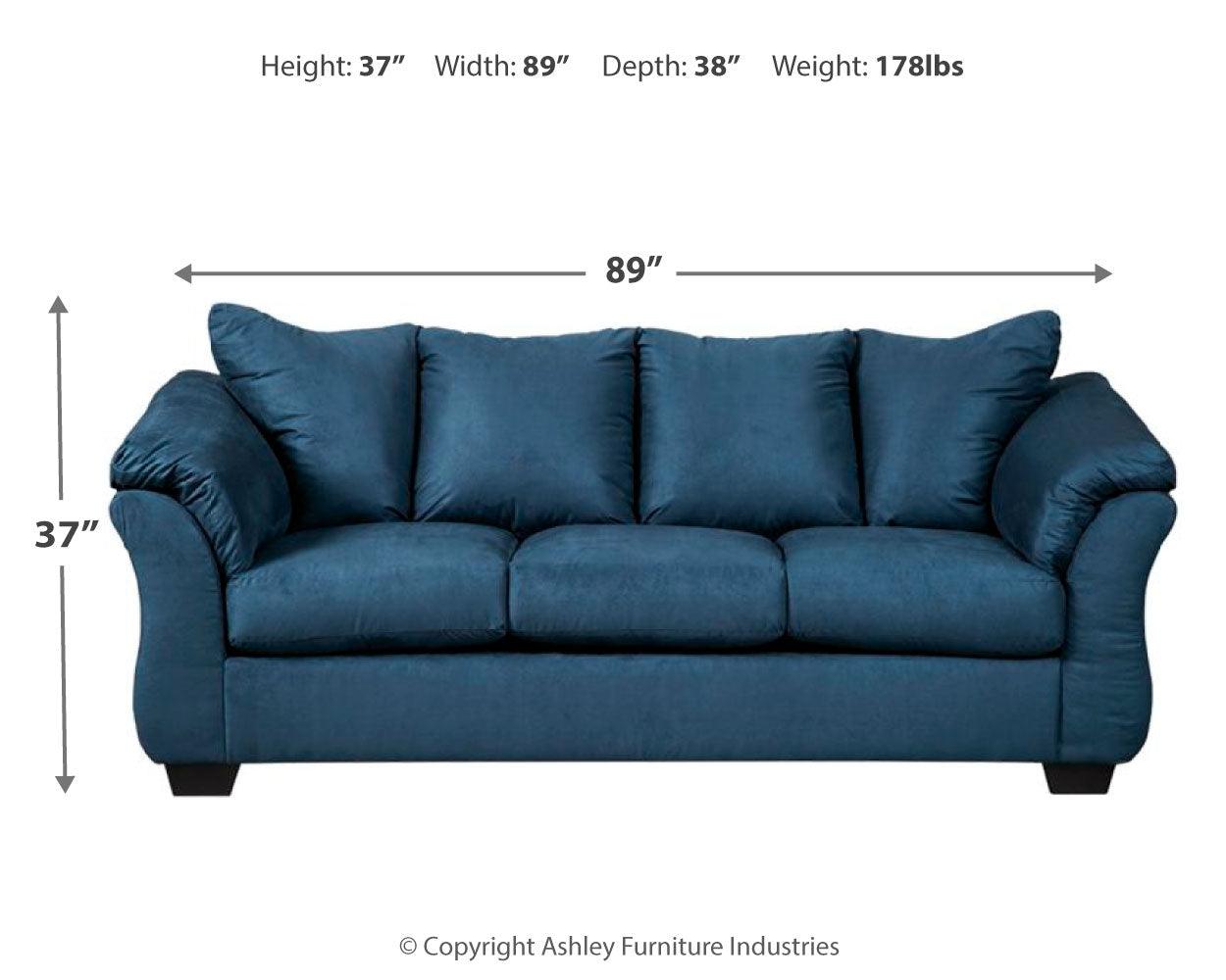 Darcy Blue Microfiber Full Sofa Sleeper - Ella Furniture