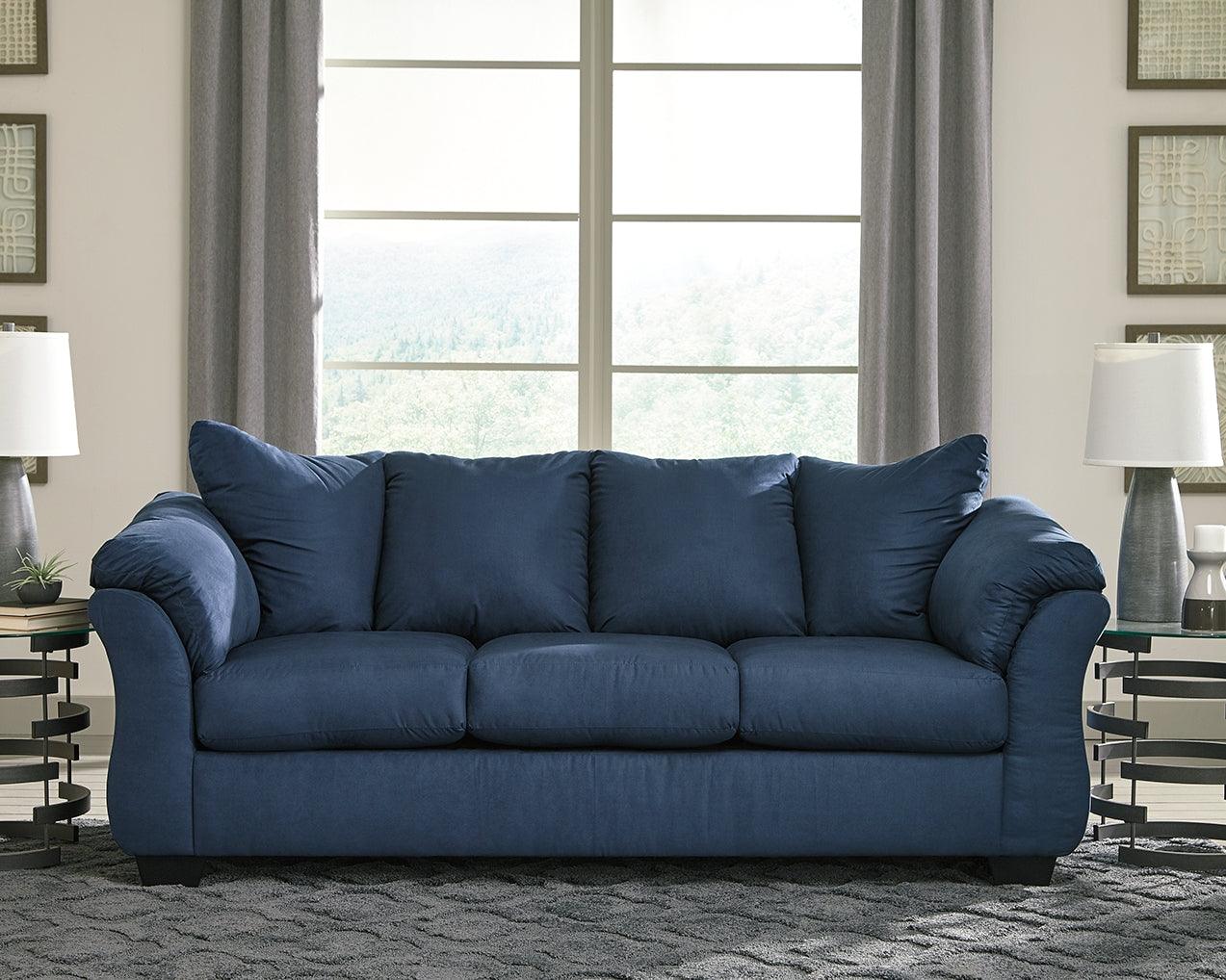 Darcy Blue Microfiber Sofa - Ella Furniture