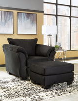 Darcy Black Microfiber Ottoman - Ella Furniture