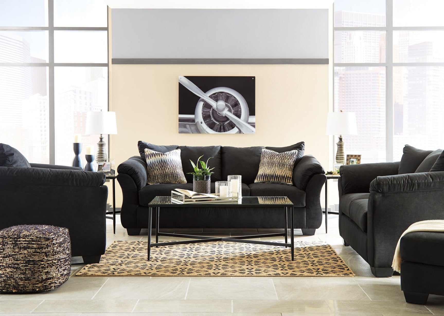 Darcy Black Microfiber Sofa - Ella Furniture