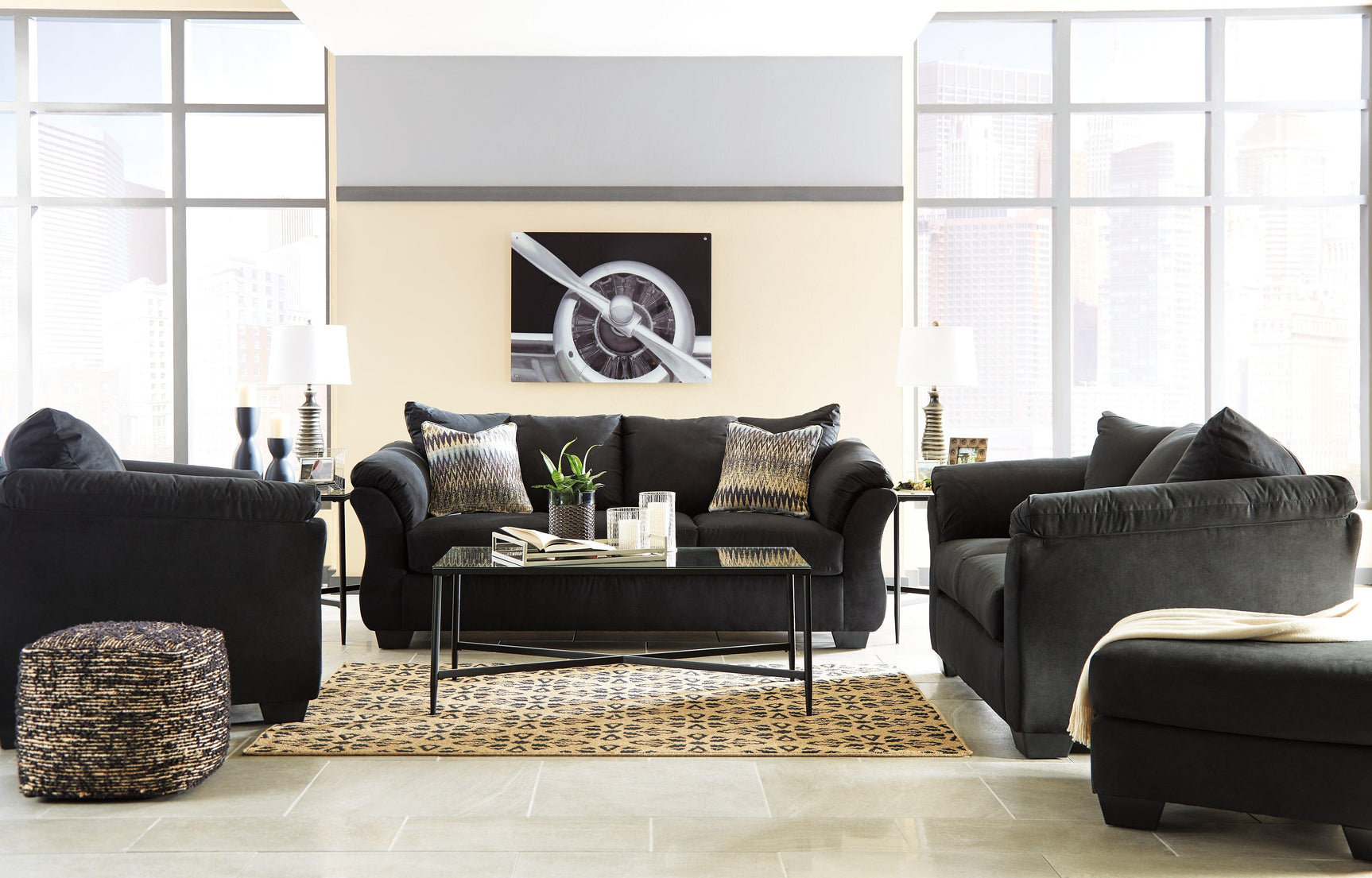 Darcy Black Microfiber Sofa - Ella Furniture