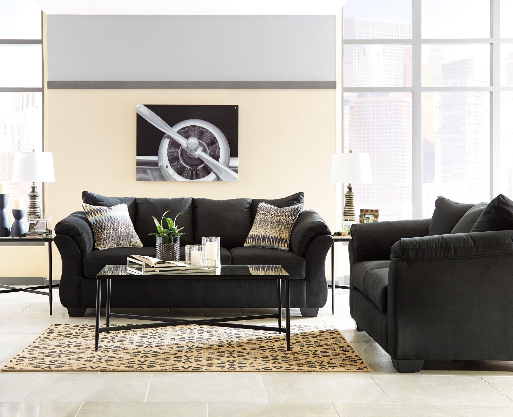 Darcy Black Microfiber Sofa - Ella Furniture