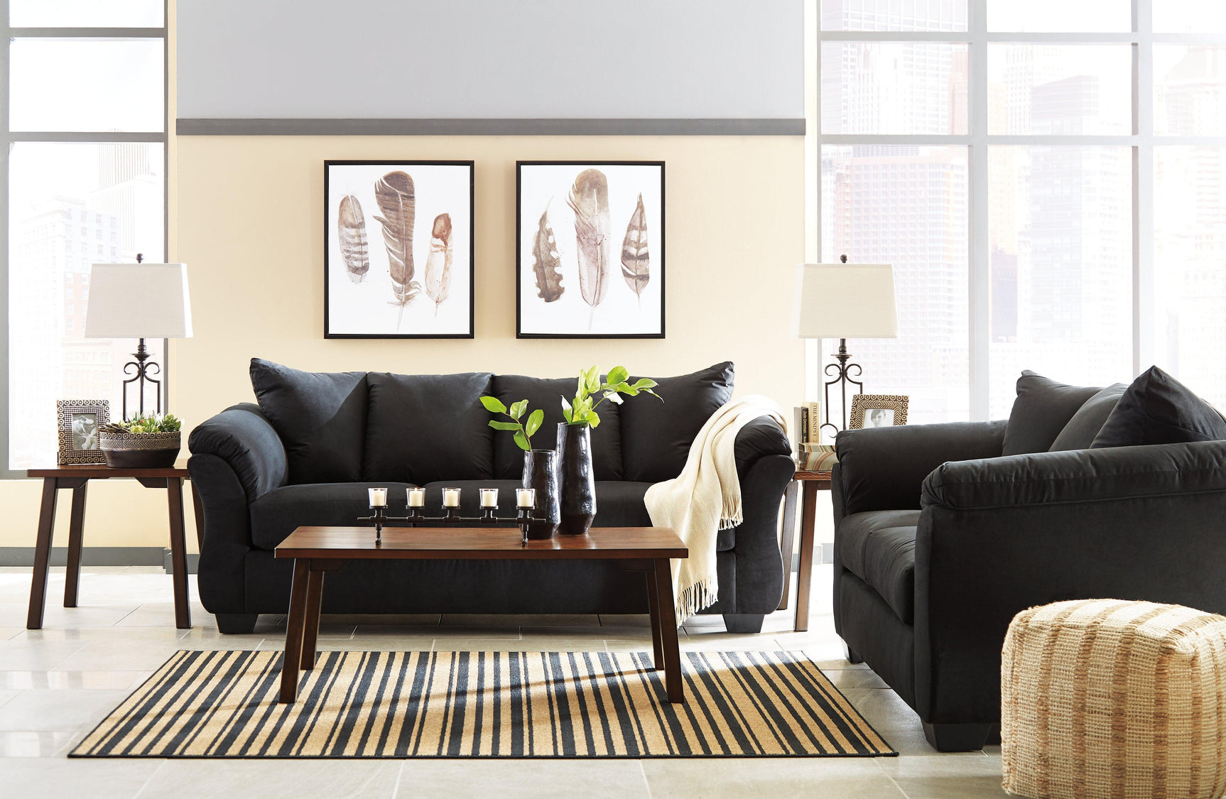 Darcy Black Microfiber Sofa - Ella Furniture
