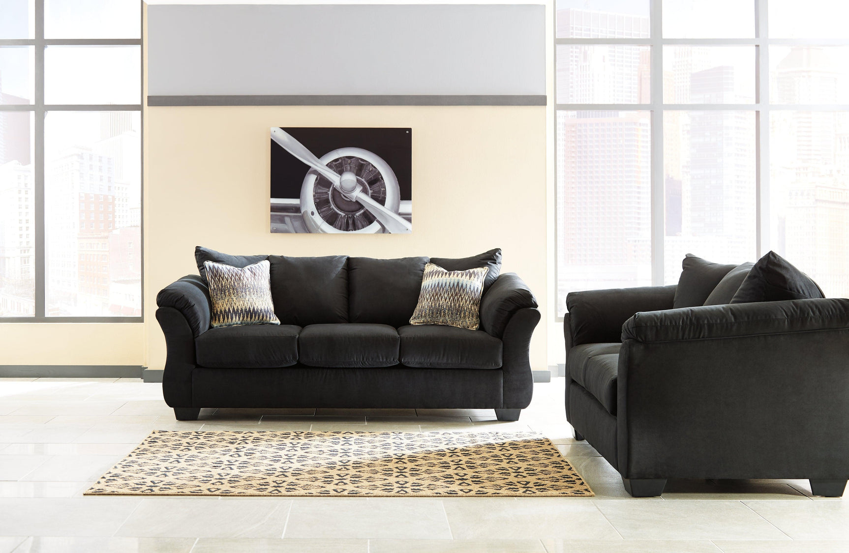 Darcy Black Microfiber Sofa - Ella Furniture
