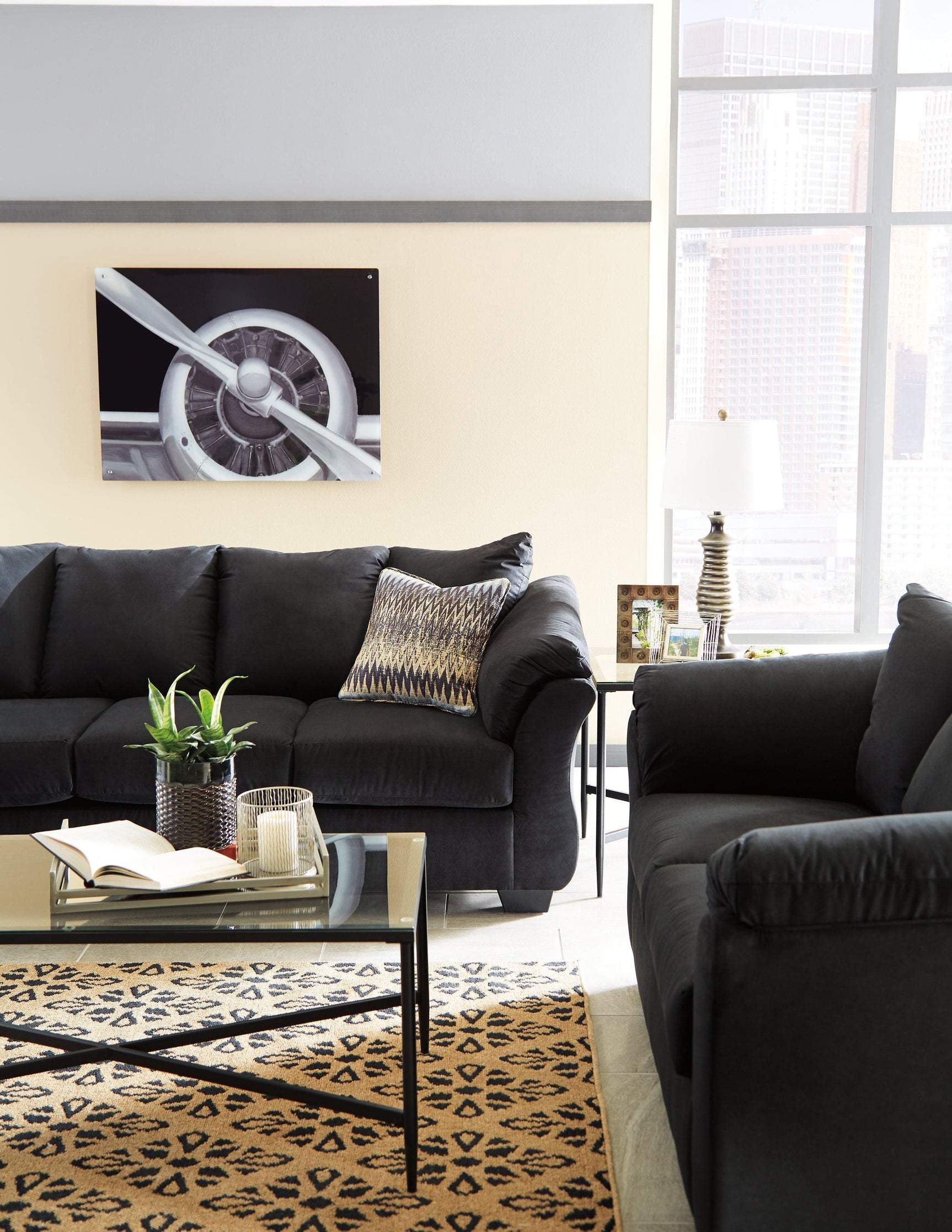 Darcy Black Microfiber Sofa - Ella Furniture
